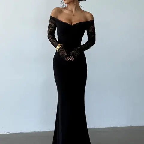 One Shoulder Lace Trim Dress, Elegant Spaghetti Strap Design, Perfect for Party & Casual Wear, Stylish Women's Clothing