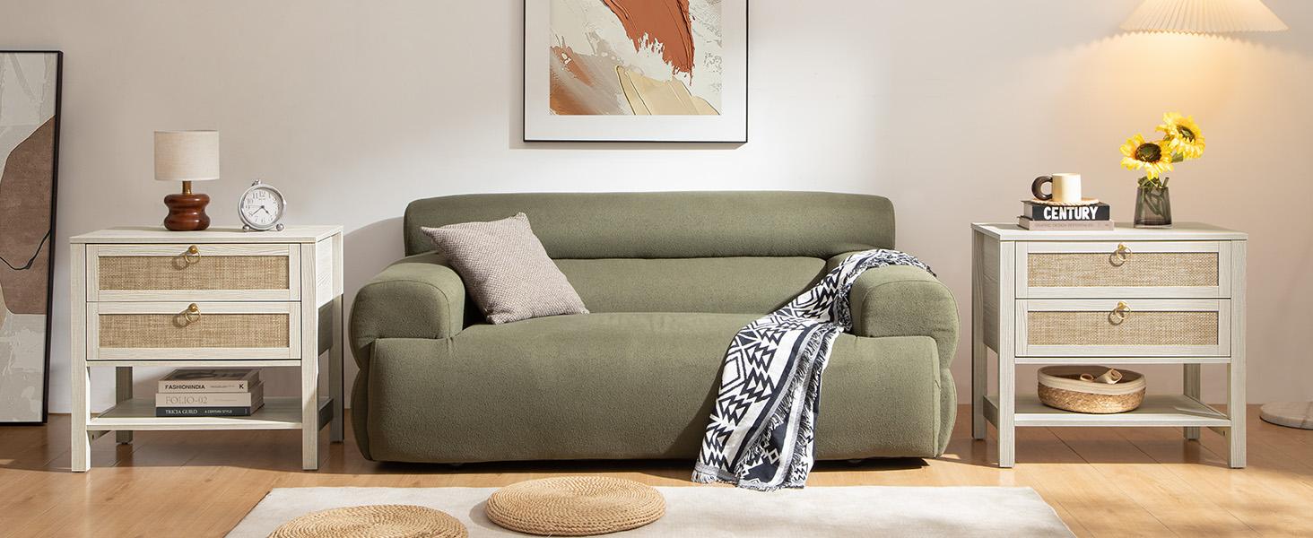 SICOTAS White Night Stand with Drawers and Storage Shelf - 15.5" x 26.7" x 25.6" Size Large Nightstands Rattan Decor Boho Bedside Table Narrow Side Table for Small Space Bedroom Living Room Office, Ample Storage SICOTAS White Night Stand with Drawers and Storage Shelf - 15.5" x 26.7" x 25.6" Size Large Nightstands Rattan Decor Boho Bedside Table Narrow Side Table for Small Space Bedroom Living Room Office, Ample Storage