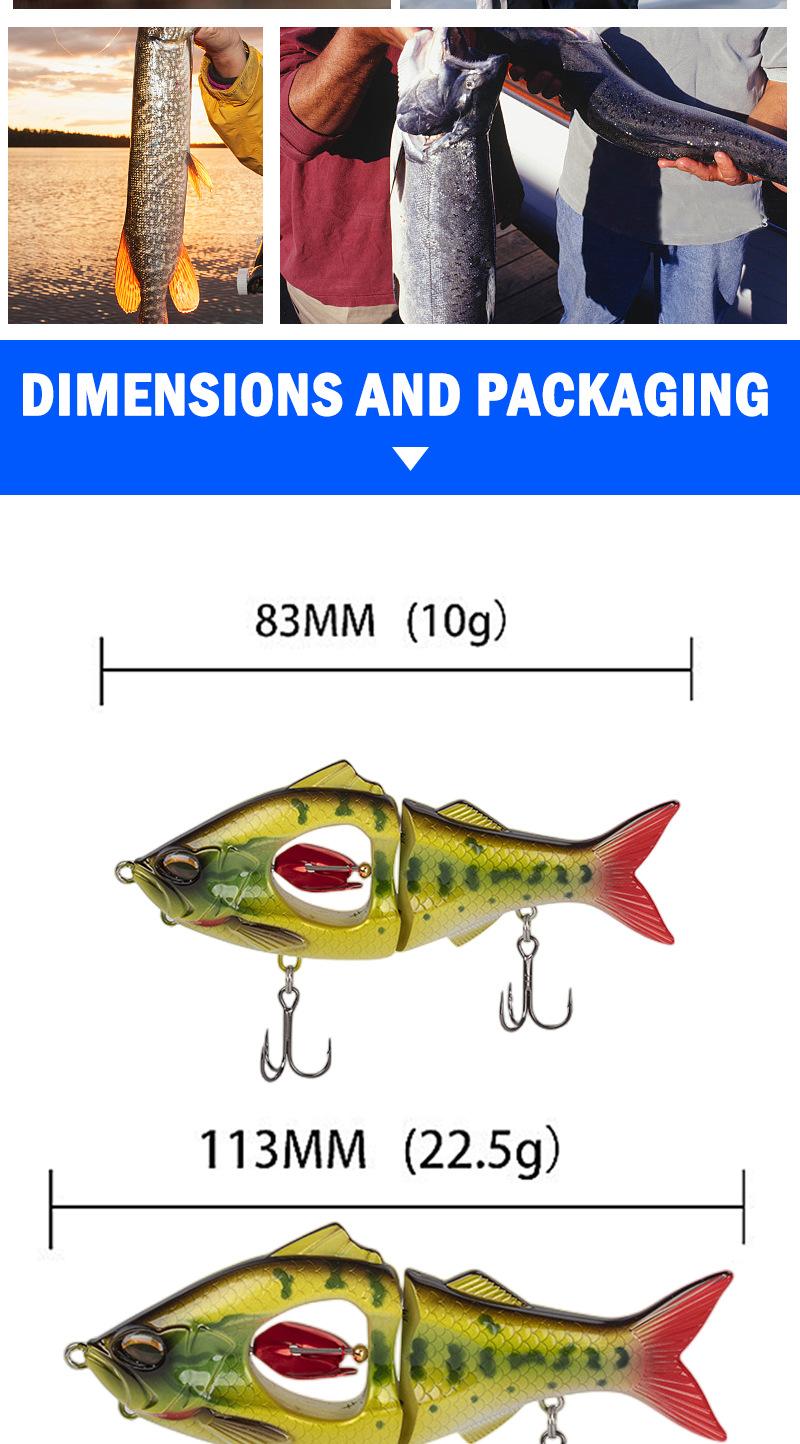 New Multi-Jointed Sinking Lure — A Realistic, Segmented Swimbait. Equipped with razor-sharp hooks, this lure is suitable for both freshwater and saltwater environments, specifically designed to target species such as bass and pike. An essential accessory