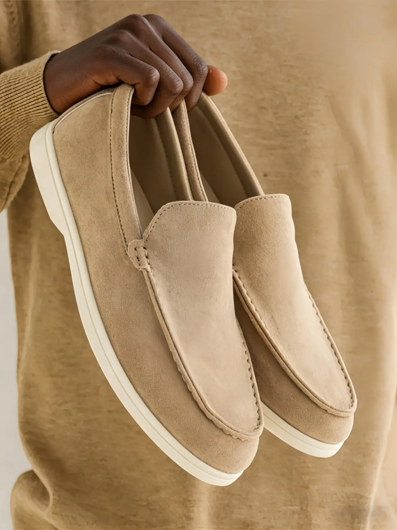 Sand Men's Slip-On Loafers - Suede Upper+Rubber Outsole+Size 39-44 Men's Range Suitable for Daily Wear+Commute, Comfortable & Versatile+Lightweight & Breathable