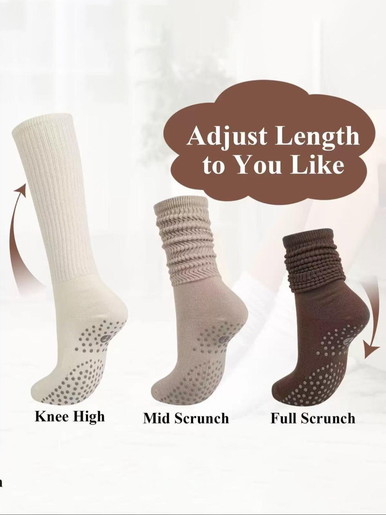 Women's Yoga Mid-Calf Elastic Socks, Anti-Slip Pilates Fitness Sports Socks, Grip Sports Socks, Indoor Jump Rope Dance Training Floor Socks, 6 Pairs Pack