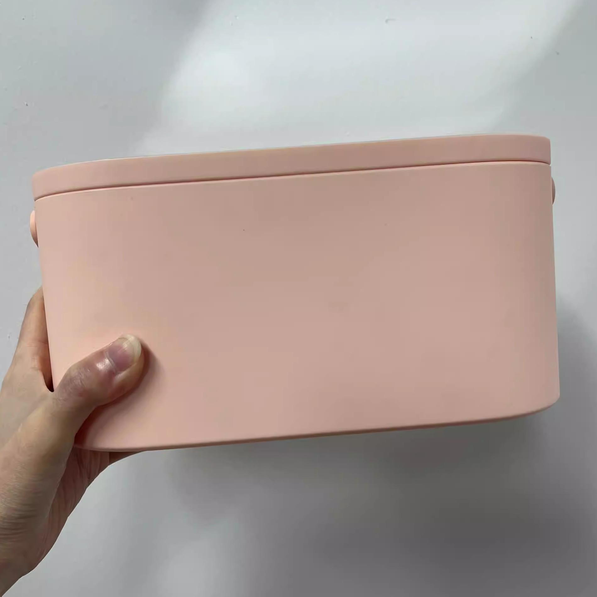 Cosmetic Organizer Box with LED Makeup Mirror, Portable Travel Light-Up Mirror, Multi-Functional Mobile Makeup Station