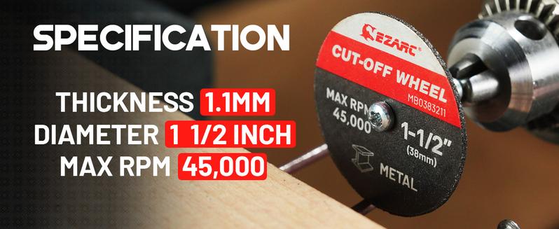 EZARC 1.5" Rotary Tool Cutting Discs – Diamond Grit For Masonry/Ceramics 10 Discs , Fiberglass Reinforced For Metal Cutting 30 Discs, Extra Durable Diamond Grit Masonry/Ceramics 3 Discs , 1/8" Arbor