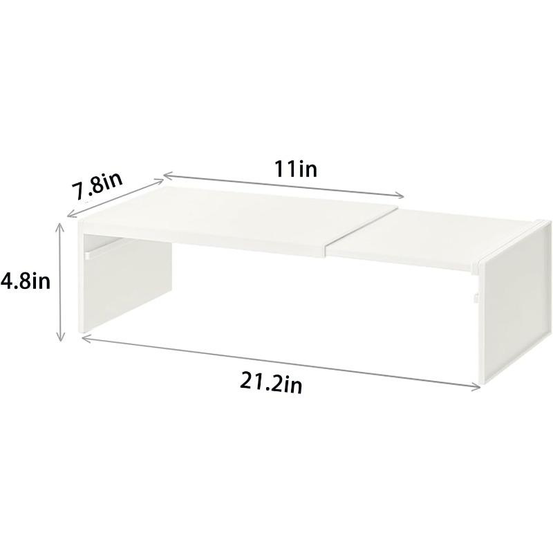 Cabinet Shelf Expandable Organizer Riser Storage Space Saver Stackable for Kitchen Pantry Cupboard Under Sink Countertop White Simple Houseware Counter (white)
