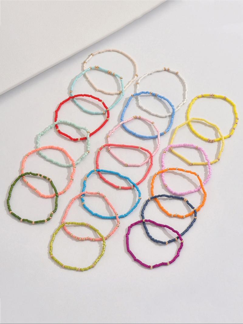 Boho Style Colorful Beaded Bracelet, Stackable Bracelets, Fashionable Jewelry for Women & Girls, Pride 2025, LGBTQ, Trendy All-match & Exquisite Jewelry for Birthday Gift