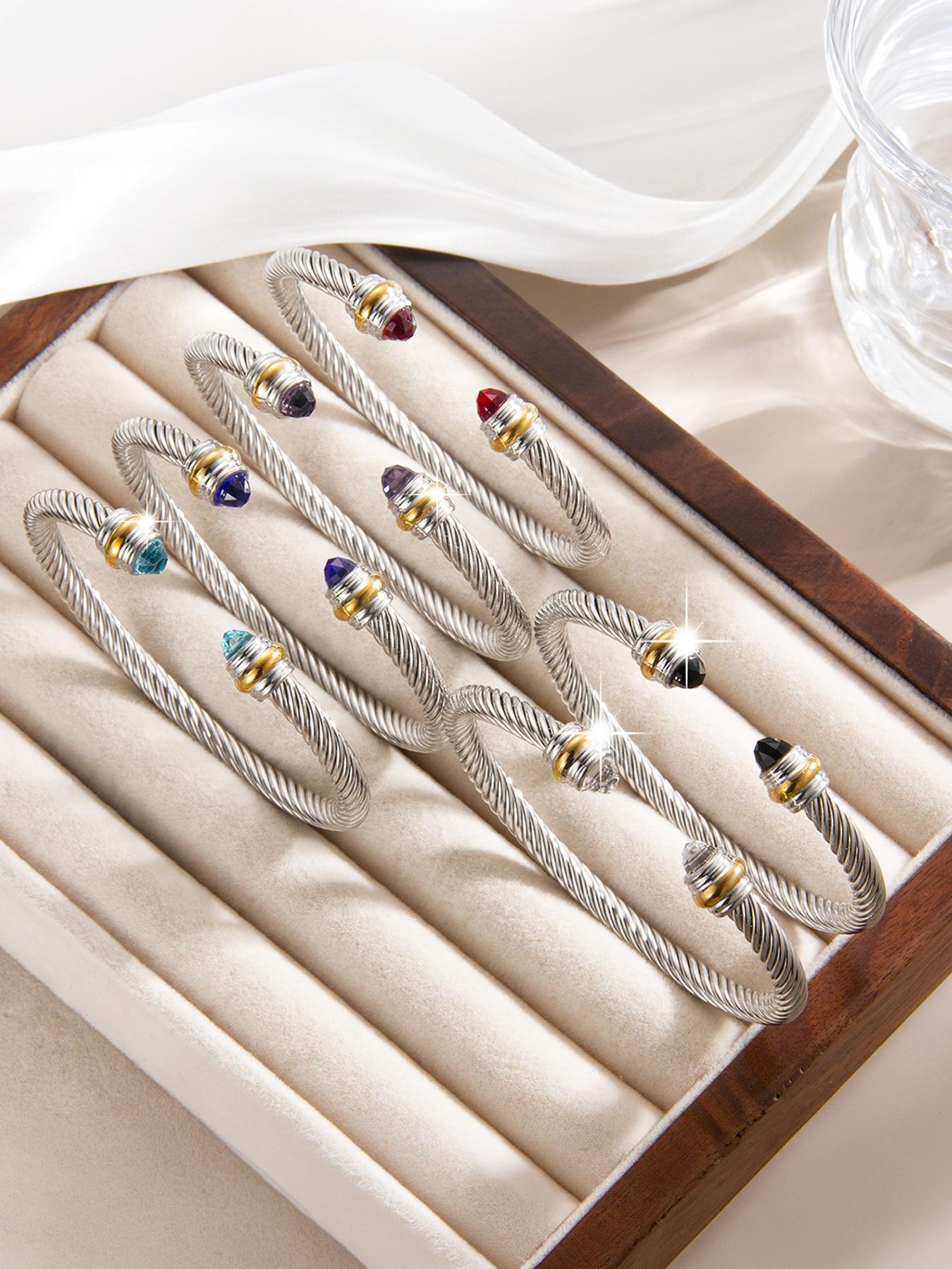 Adjustable Diamond-encrusted Wire Rope Bracelet, a Versatile Punk, Fashionable, Simple, and Luxury Jewelry #Jewelry/Stainless Steel/Fade-resistant/Hypoallergenic/Couples/Holidays/Parties/Ideal Gift