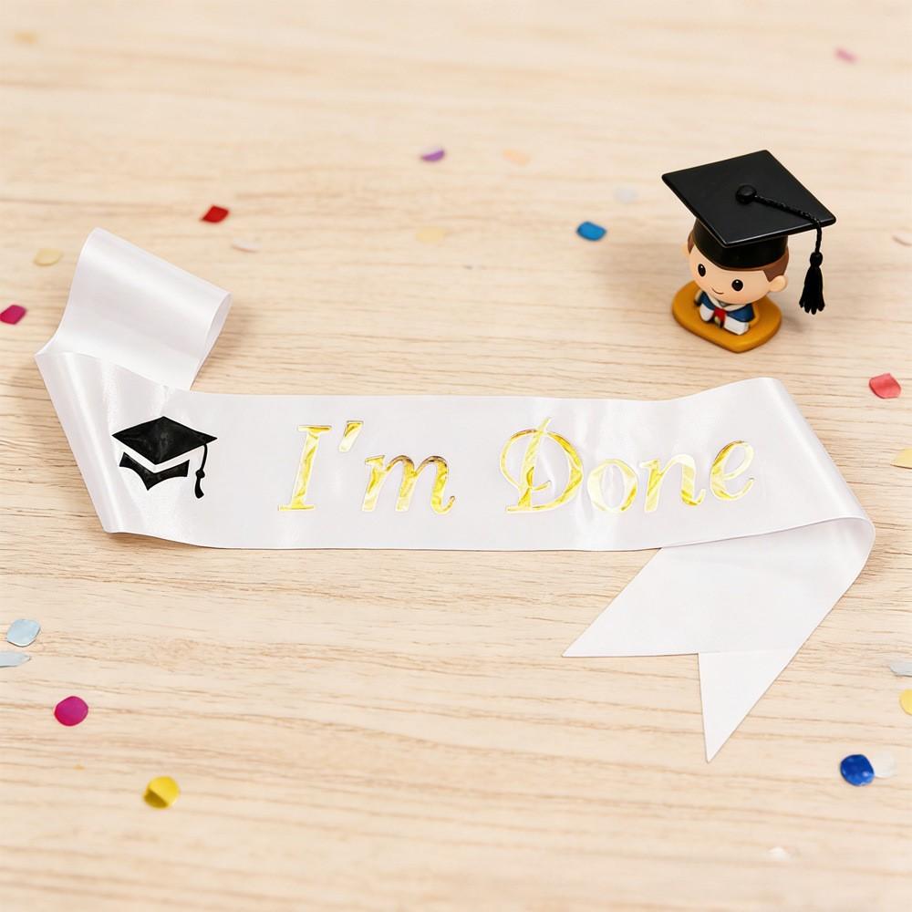 Graduation I'm Done Sash Set, Unisex Graduation Party Decoration Shoulder Strap, Plain Honor Graduate Ribbon, Pure Color Shawl