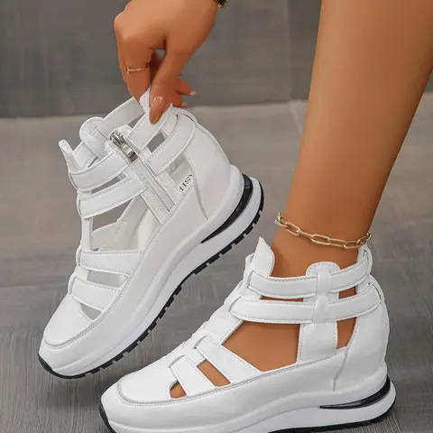 Fashionable Solid Color Cozy Platform Sandals, Casual Comfortable Flexible Sandals for Summer, Women's All-Match Round Toe Ankle Strap Sandals for Daily Wear, Casual Comfy Sandals