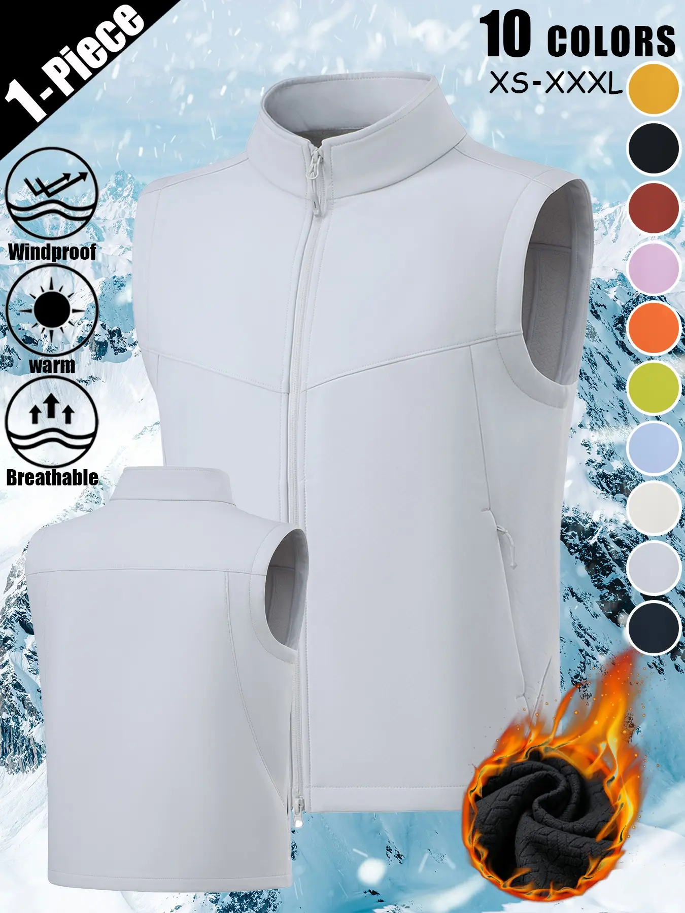 Cozy, Light & Ready: Unisex Fleece-Lined Stand Collar Softshell Vest Windproof Breathable Full Zip Sleeveless Outdoor Gilet Multi Zip Pockets Lightweight Outerwear 10 Colors for Commute Hiking Fishing Cycling