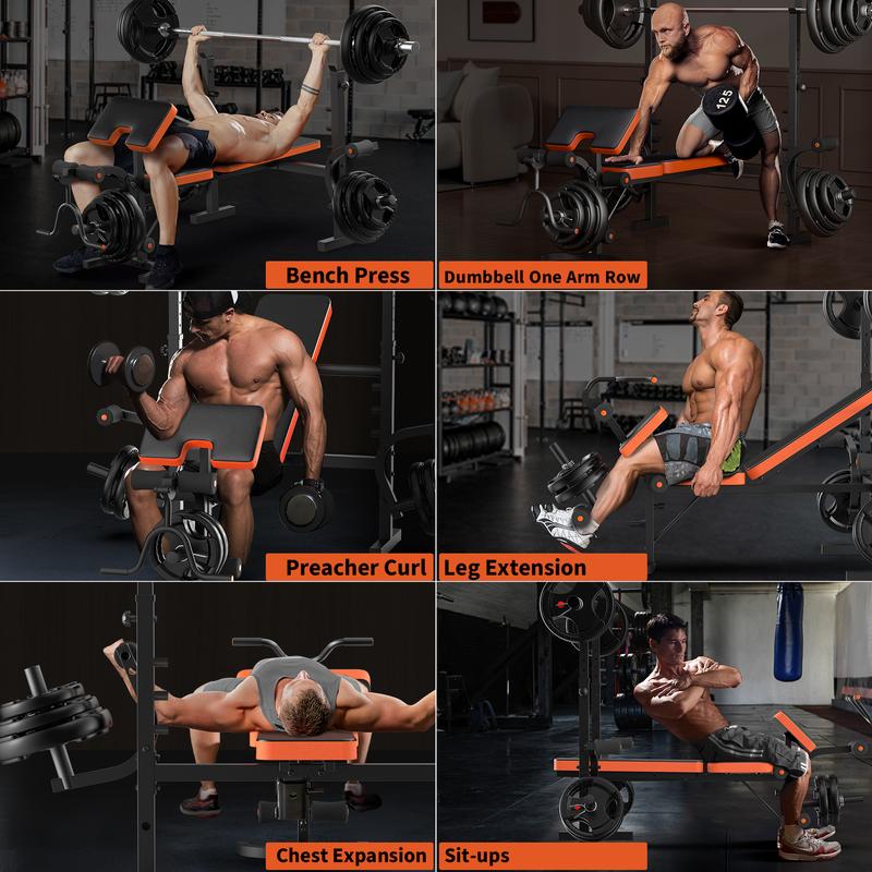 Bearbro 660lb 6-in-1 Adjustable Weight Bench with Multi-Purpose Workout Bench Set With Barbel Rack and Leg Developer for Home Gym Full Body Function Strength Training,Barbell Rack can support up to 990 pounds,dealsforyoudays Bearbro 660lb 6-in-1 Adjustable Weight Bench with Multi-Purpose Workout Bench Set With Barbel Rack and Leg Developer for Home Gym Full Body Function Strength Training,Barbell Rack can support up to 990 pounds,dealsforyoudays