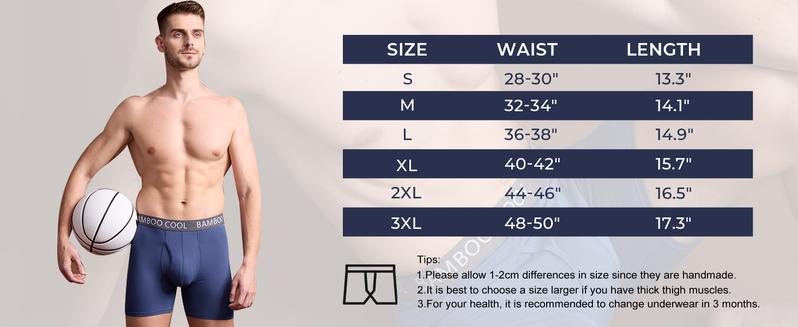 BAMBOO COOL Men's Underwear Boxer Briefs 7-Pack Beige Elastic Waistband 3D U-Pouch No Ride-Up Four-Way Stretch for Big & Tall Men Fathersdaygift Menswear