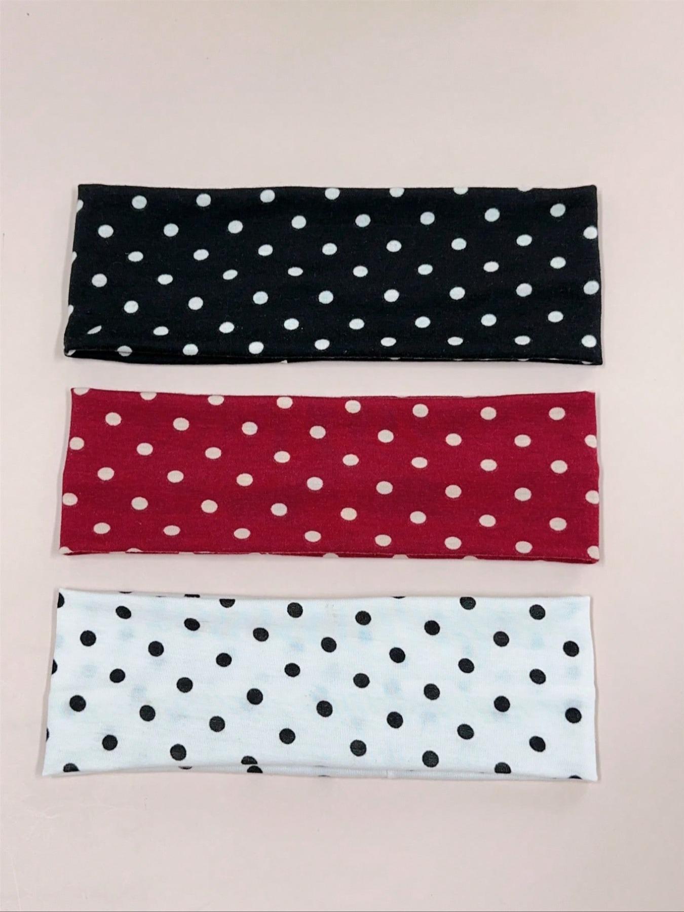 Women's Polka Dot Elastic Sports Headbands, Sweat-Absorbing Fabric Hair Bands for Yoga, Running, Fitness, Daily Wear, Boho Style