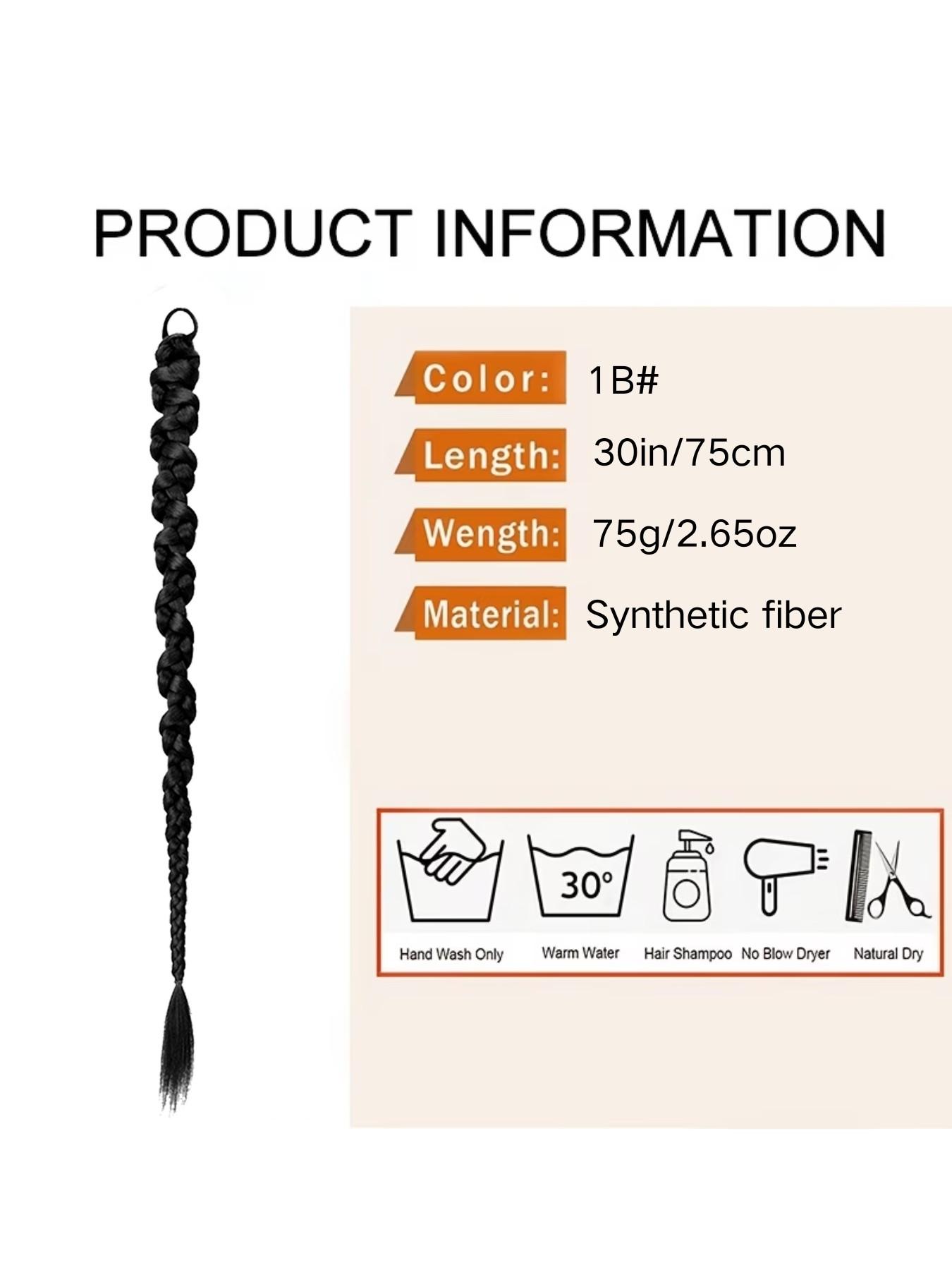 Women's Daily Wear Synthetic Hair Extensions, Braided Ponytail with Elastic Band, Hip Hop Twist Braid, Messy Bun Style