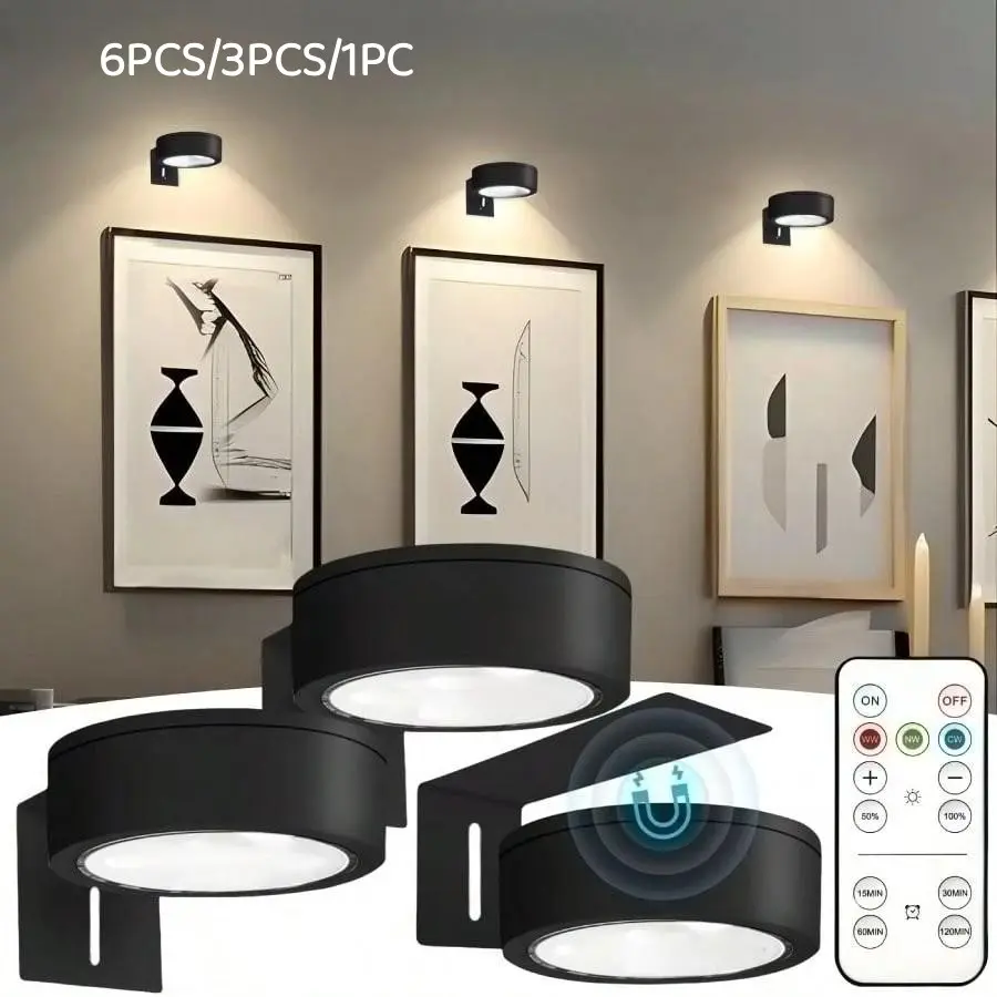 【Biack Friday】Dimmable LED Wall Light, Battery Operated with Magnetic Design, 3 Color Temperatures, 3 Brightness Levels, Wireless Wall Sconce, Battery Operated Sconces for Bedroom, Closet, Hallway & Home Decor