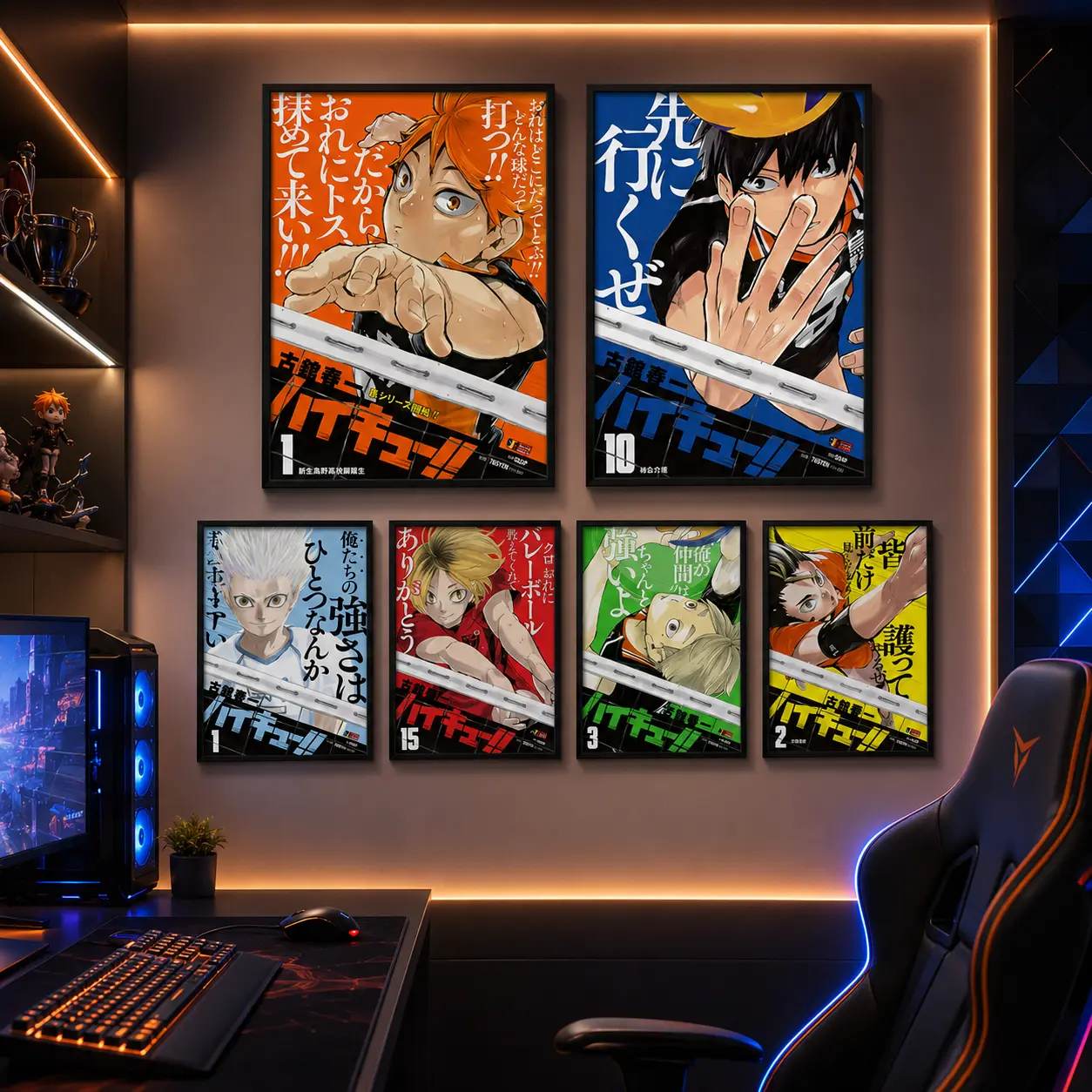 Haikyuu Volleyball Youth Anime Poster, Hinata Shoyo Kageyama Tobio Manga Artwork, Japanese Anime Wall Art Print, Canvas Room Decor for Bedroom Gaming Room Office, Anime Fan Gift, Sports Anime Collectible Poster