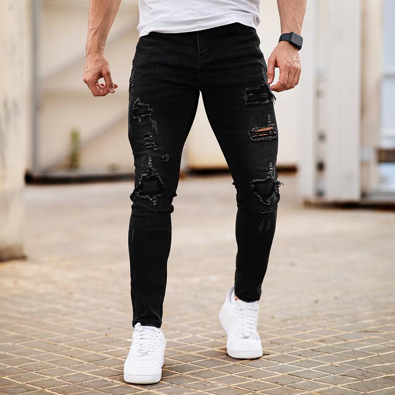 GINGTTO Men's Slim Fit Ripped Stretch Skinny Jeans Distressed Tapered Leg Fashion Pants