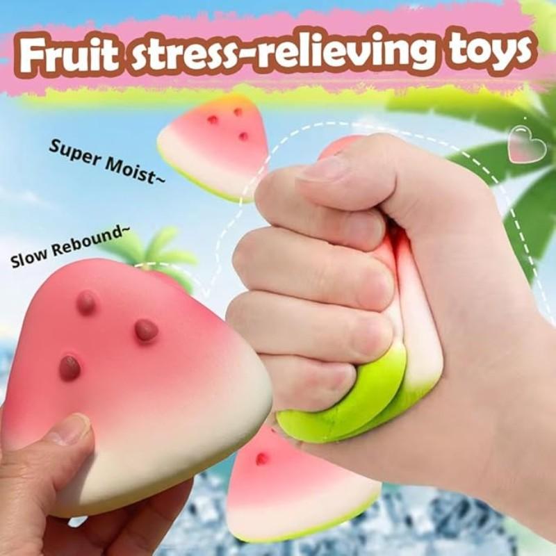 Kawaii Watermelon Squishies, Slow Rising Soft Fruit Toy, Stress Relief Squeeze Fidget Sensory Toy, Ideal for Adults & Party Favors
