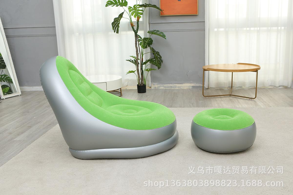 New inflatable lazy sofa, foldable recliner, outdoor sofa bed with footrest, combination flocking sofa wholesale