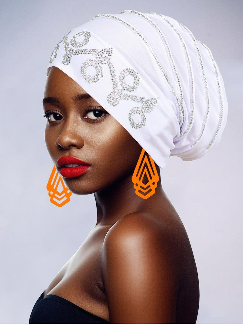 Handmade Women's Headscarf with Heavy Rhinestones, Vintage Pleated Design, Elegant Fashion Accessory for Special Occasions and Daily Wear Pleat Turban