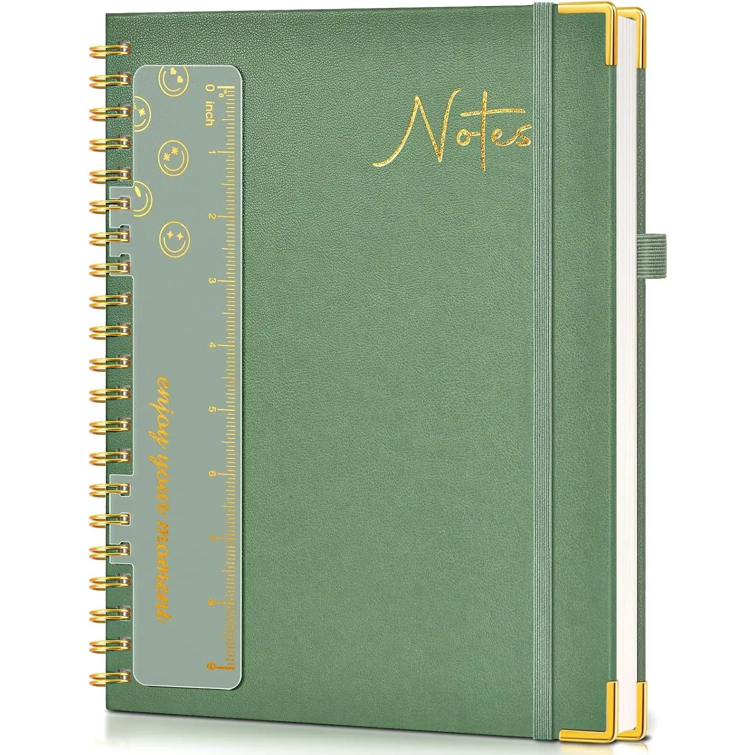 Hardcover Spiral Notebook Journal 8.5” x 11”, A4 Large Leather Notebooks for Women Men, Lined College Ruled Notebook, 50 Sheets/100 Pages, Spiral Bound Journals for Work School Note Taking, Green