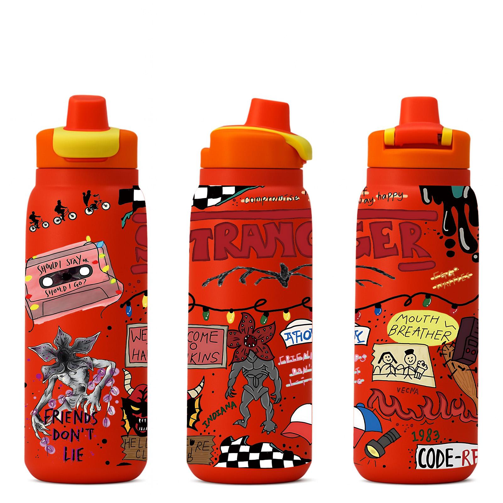 1 Pc 28oz Insulated Mug, Stranger Things Theme Vacuum Cup, Double Wall Thermal Mug, Leak Proof Skinny Insulat Cup, Keeps Hot 12 Hours Cold 24 Hours, Stainless Steel for Hot Cold Drinks, Vacuum Insulated Flask, Drinkware