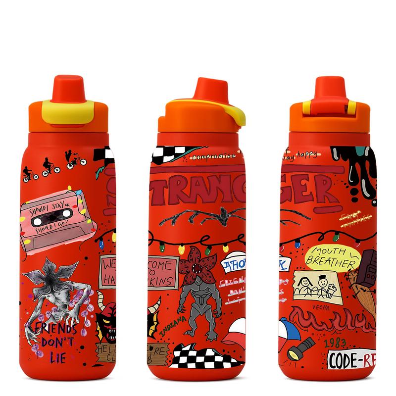 1 Pc 28oz Insulated Mug, Stranger Things Theme Vacuum Cup, Double Wall Thermal Mug, Leak Proof Skinny Insulat Cup, Keeps Hot 12 Hours Cold 24 Hours, Stainless Steel for Hot Cold Drinks, Vacuum Insulated Flask, Daily Use Gift for Women Men Holiday Festival