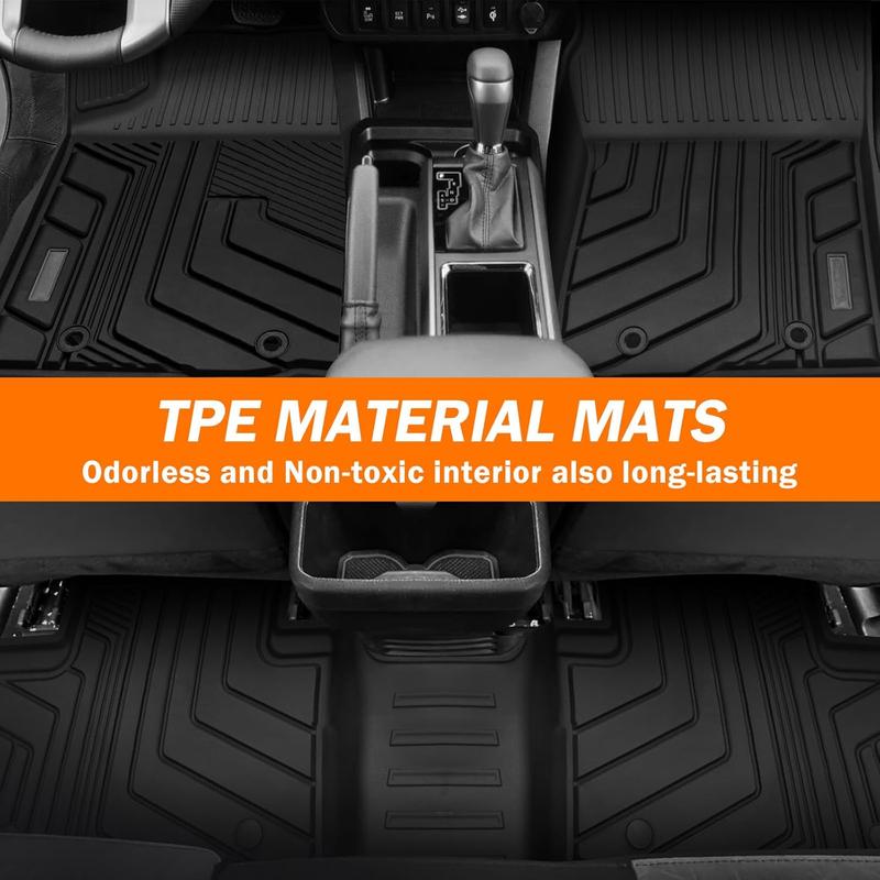 Canvcle Custom Fit Floor Mats for Gas Model 2024-2025 Toyota Tacoma Double Cab Automatic All Weather TPE Rubber Liners Non-Slip & Odorless