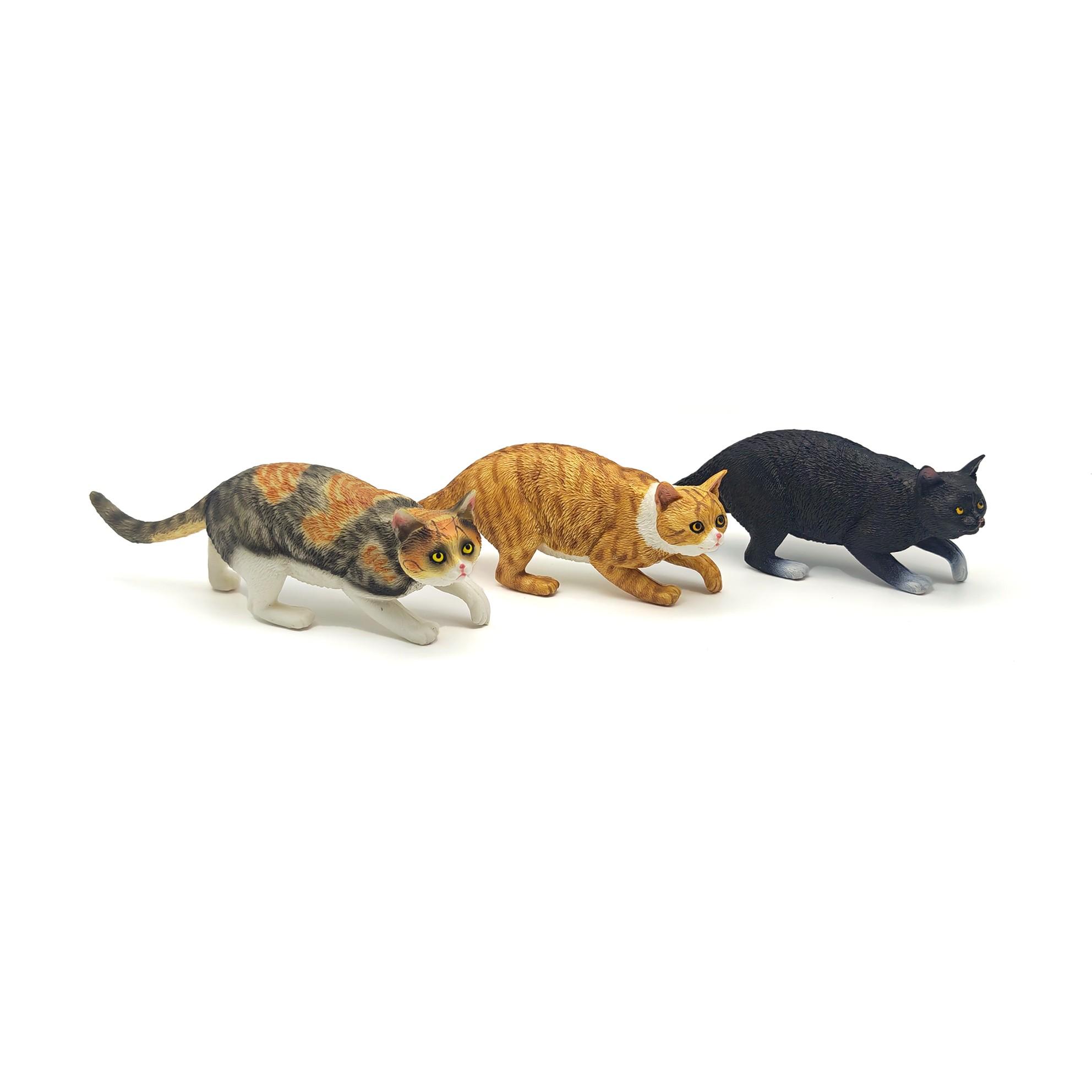 Unique Cat Figurine, Solid Plastic Wildlife Model, Perfect Home Office Desk Decoration, No Power Needed, Detailed Texture Design