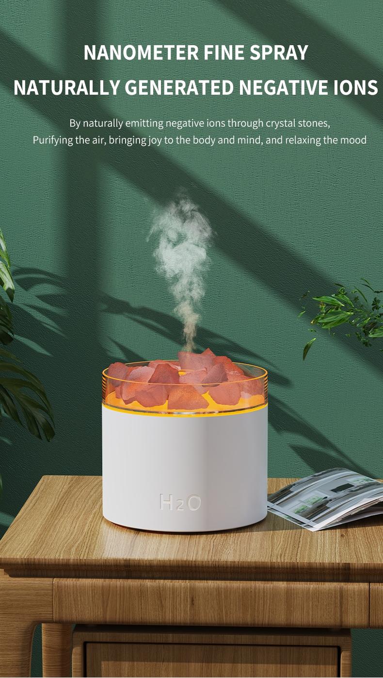 Home Humidifier with Aromatherapy Diffuser, Crystal Salt Stone Design, Colorful Lights, Ideal for Bedroom Living Room Hotel Multi-Room Use, Aroma Diffuser Humidifiers