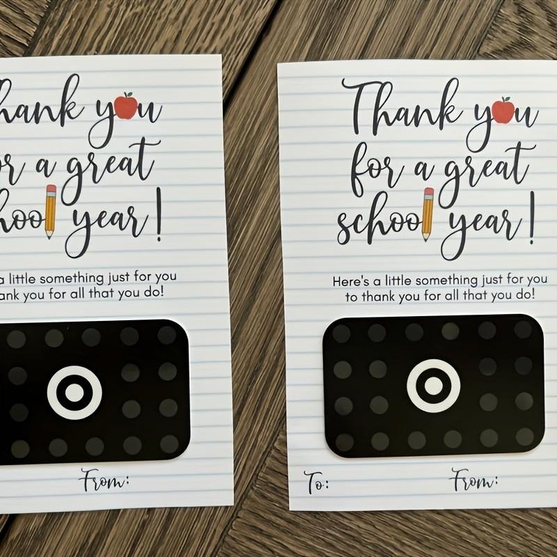 5 Pack End-Of-Term Teacher Thank-You Cards, Gift Card Slot Design, Apple Pencil Illustration, Perfect for Parents/students, Surprise Cards