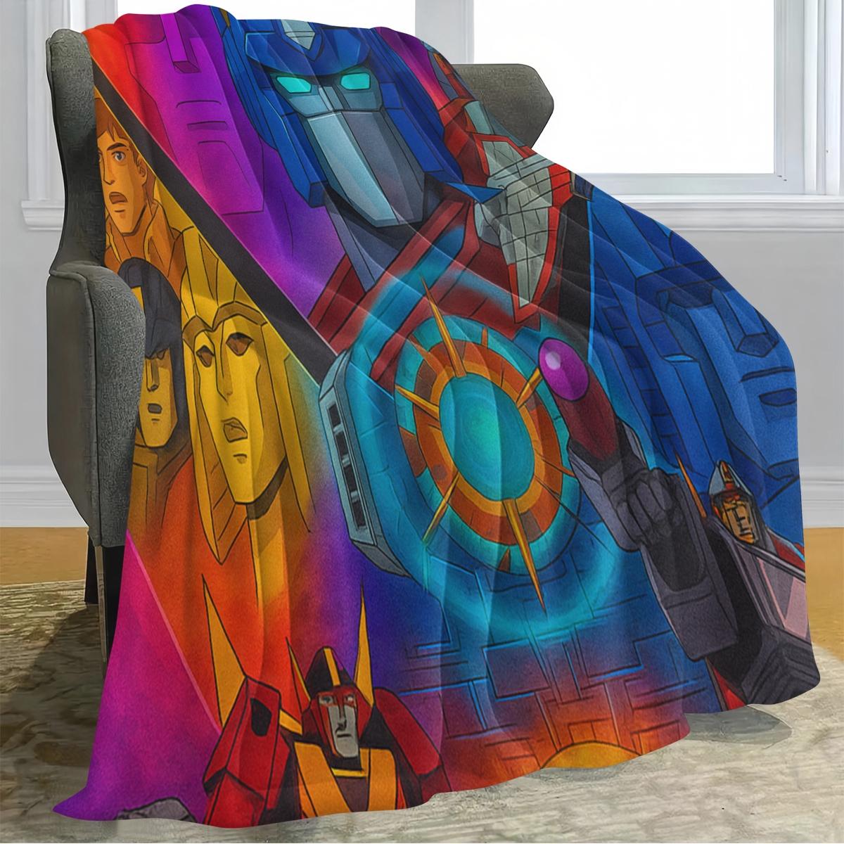 Transformers Cybertron Legend Plush Blanket, Luxurious Soft Warm Multifunctional Throw for Sofa Bed Car Office Camping, All-Season Gift