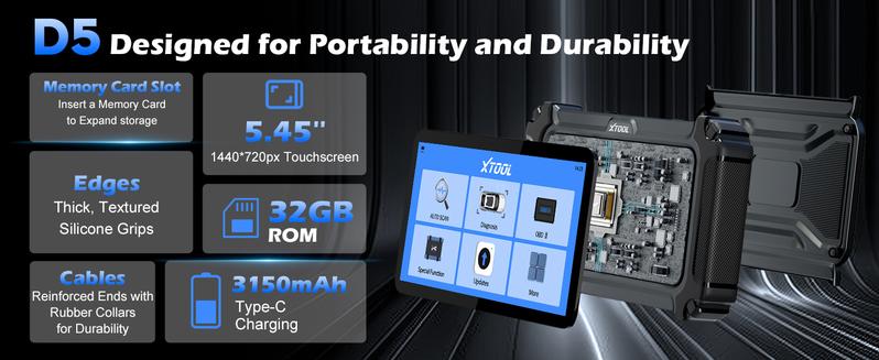 XTOOL D5 OBD2 Scanner ECM/TCM/ABS/SRS Car Diagnostic Tool with Oil Reset, Electronic Parking Brake Reset, ABS Bleed, Throttle Relearn, Clear Check Engine Light, Lifetime Free Updates car diagnosis scanner Automotive Vehicle Special Functions Obd2