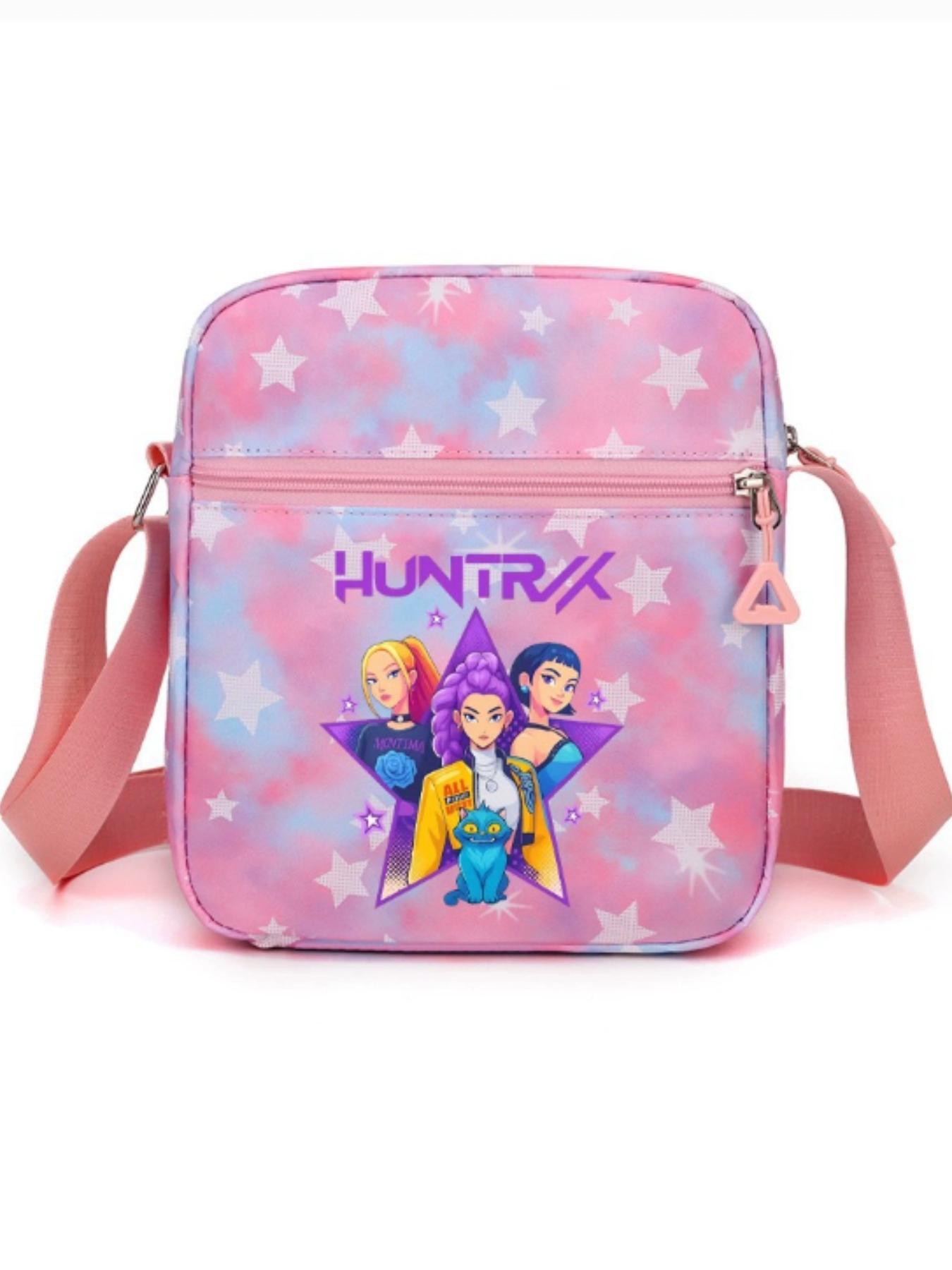 Korean Kpop Monster Hunter Group Large Capacity Lightweight Casual Zipper Crossbody Bag Shoulder Bag, Patchwork Design, All Seasons