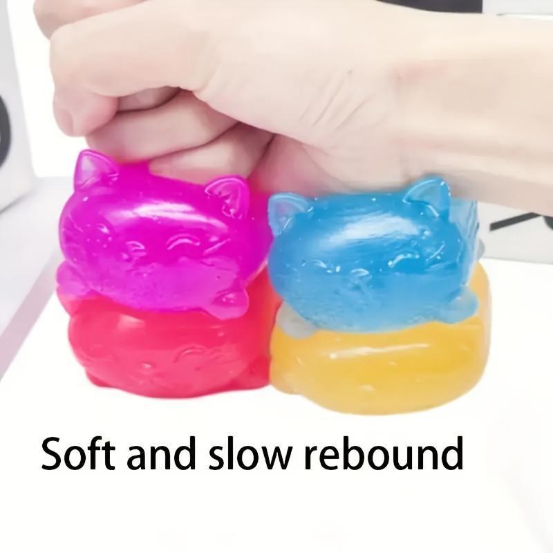 Cute Cat Stress Ball Set, Kids Party Gift Pack, Slow Bounce Tpr Plastic Toy, Perfect Classroom Reward, Birthday & Holiday Gift