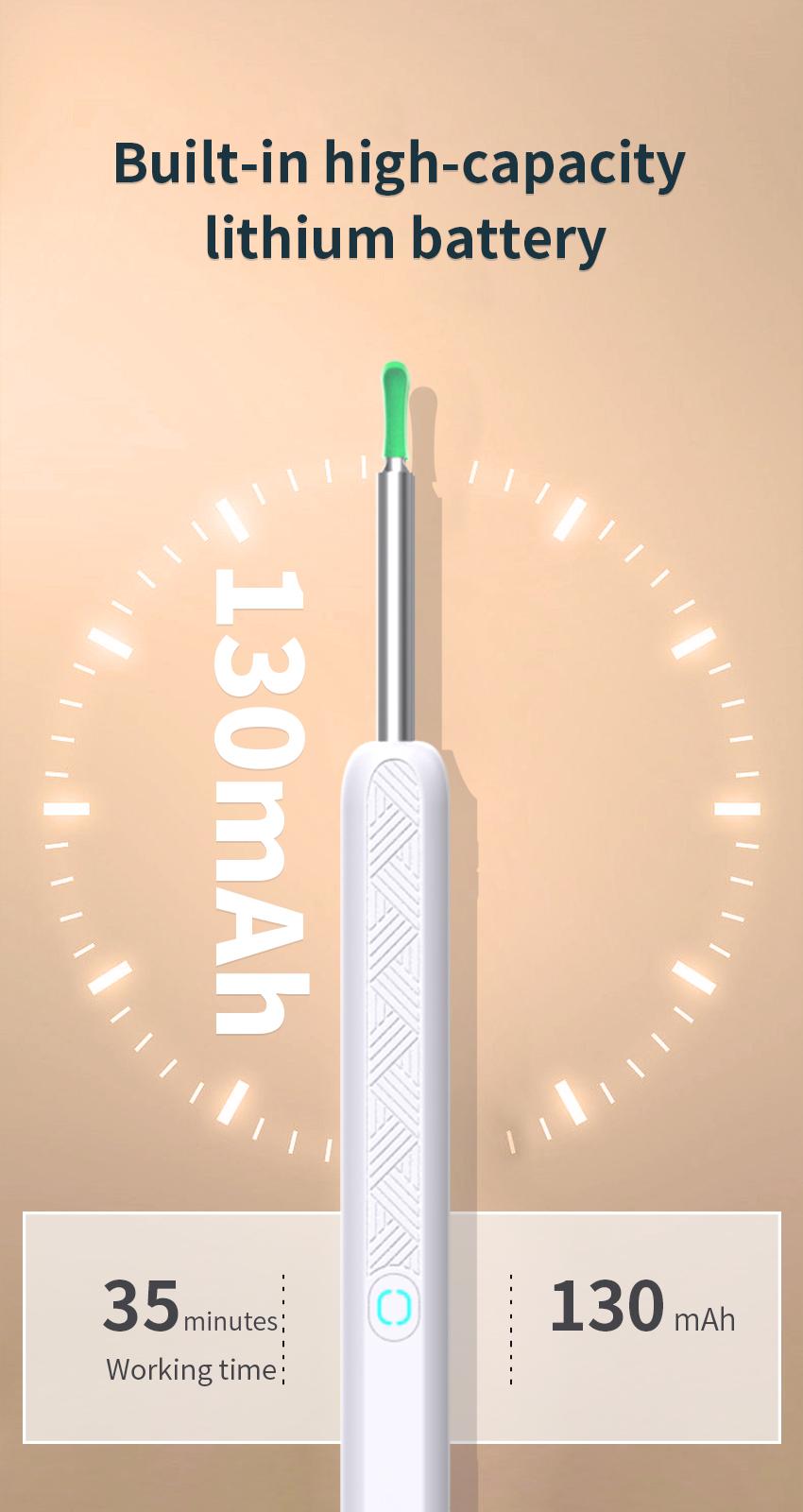 JPHYLL Rechargeable Earwax Removal Tool Kit with 360° Camera Waterproof Type-C Charging Portable Ear Cleaner for iPhone & Android 8 Attachments