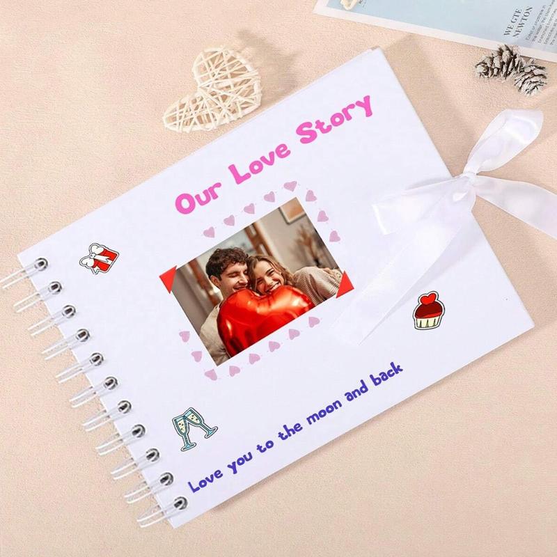 1 book 60 page (30 sheets) scrapbook album, anniversary album, meaningful DIY handmade gift, kraft paper scrapbook album for wedding guests and anniversaries, family DIY scrapbook, craft paper DIY, birthday gift (white), Scrapbook Photo Album