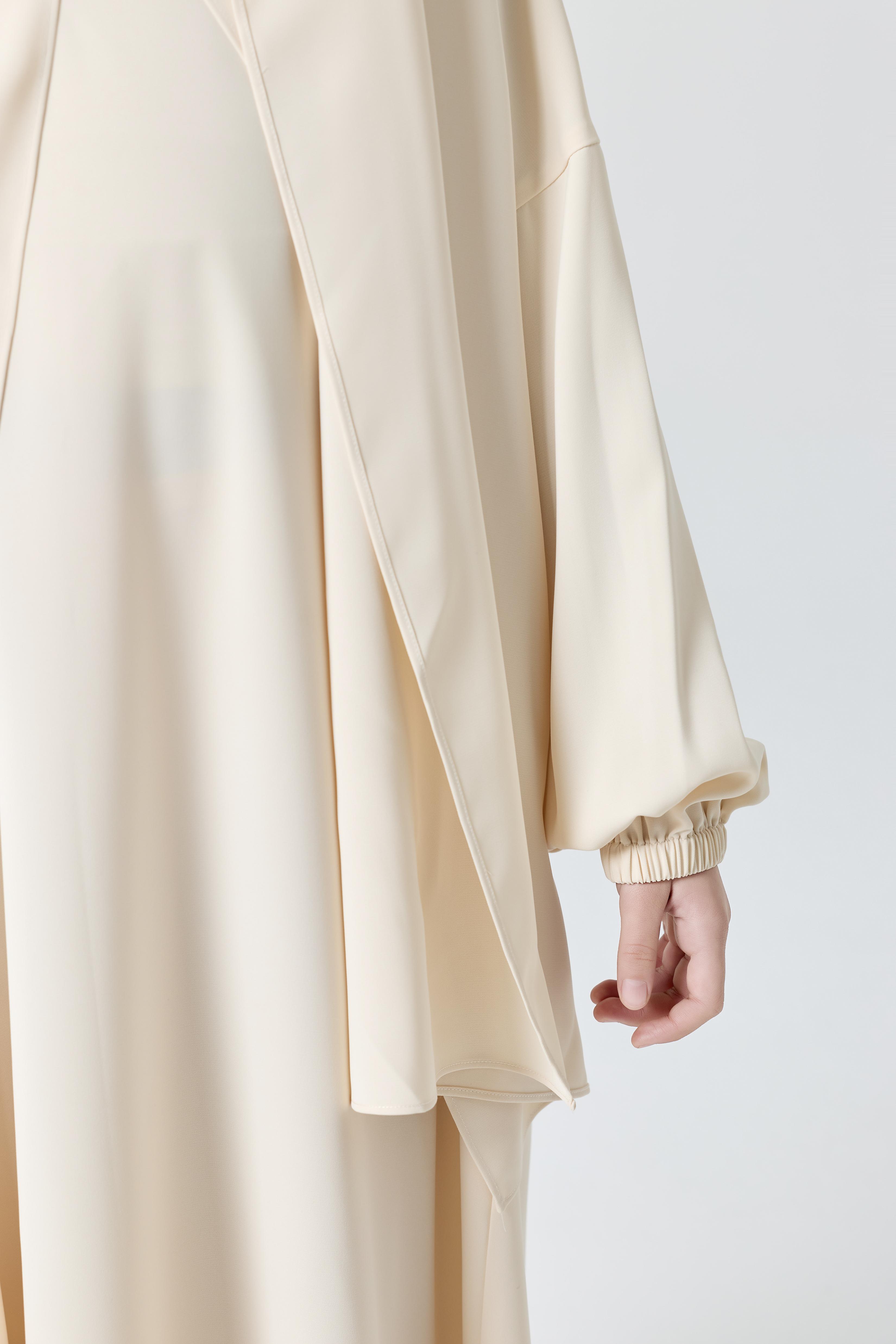 Girls' Plain Loose Fit Abaya Dress with Headscarf, Casual Long Robe for All Seasons, Middle Eastern Muslim Fashion