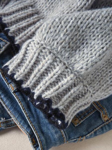 Women's Tie Front Open Front Colorblock V Neck Knit Cardigan Sweater, Casual Loose Fit Long Sleeve Cardigan for Fall & Winter, Women's Knitwear for Daily Wear, Women's Fall Outfit, Winter Sweater for Women, Grey