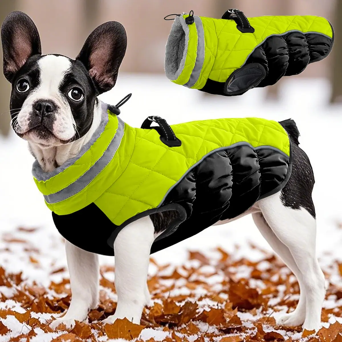 Colorblock Coat with Elastic Strap, Pet Dog Cat Jacket, Warm Puppy Coat, Warm Lined Winter Outerwear, Universal Size