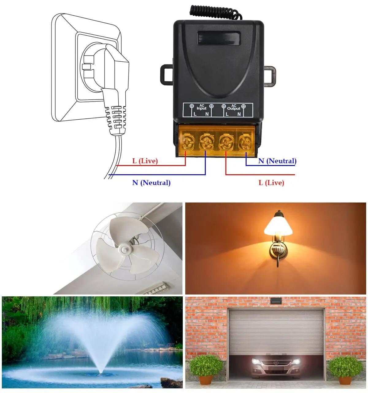 433Mhz Wireless Remote Control Switch AC 110V 220V 10A Relay 1CH Receiver Controller and 2botton RF 433 Mhz