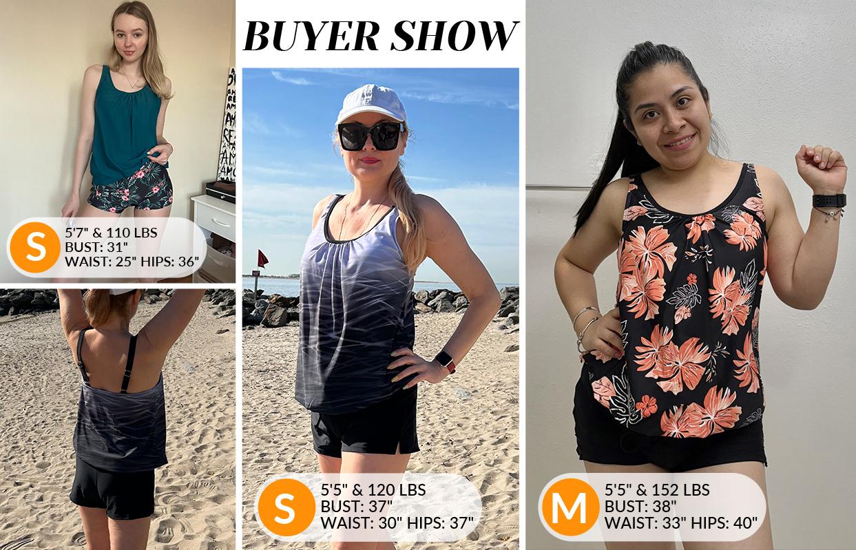 Aqua Eve Two Piece Women's Tankini Swimsuits Blouson Swim Tank Top with Shorts Modest Bathing Suits dealsforyoudays