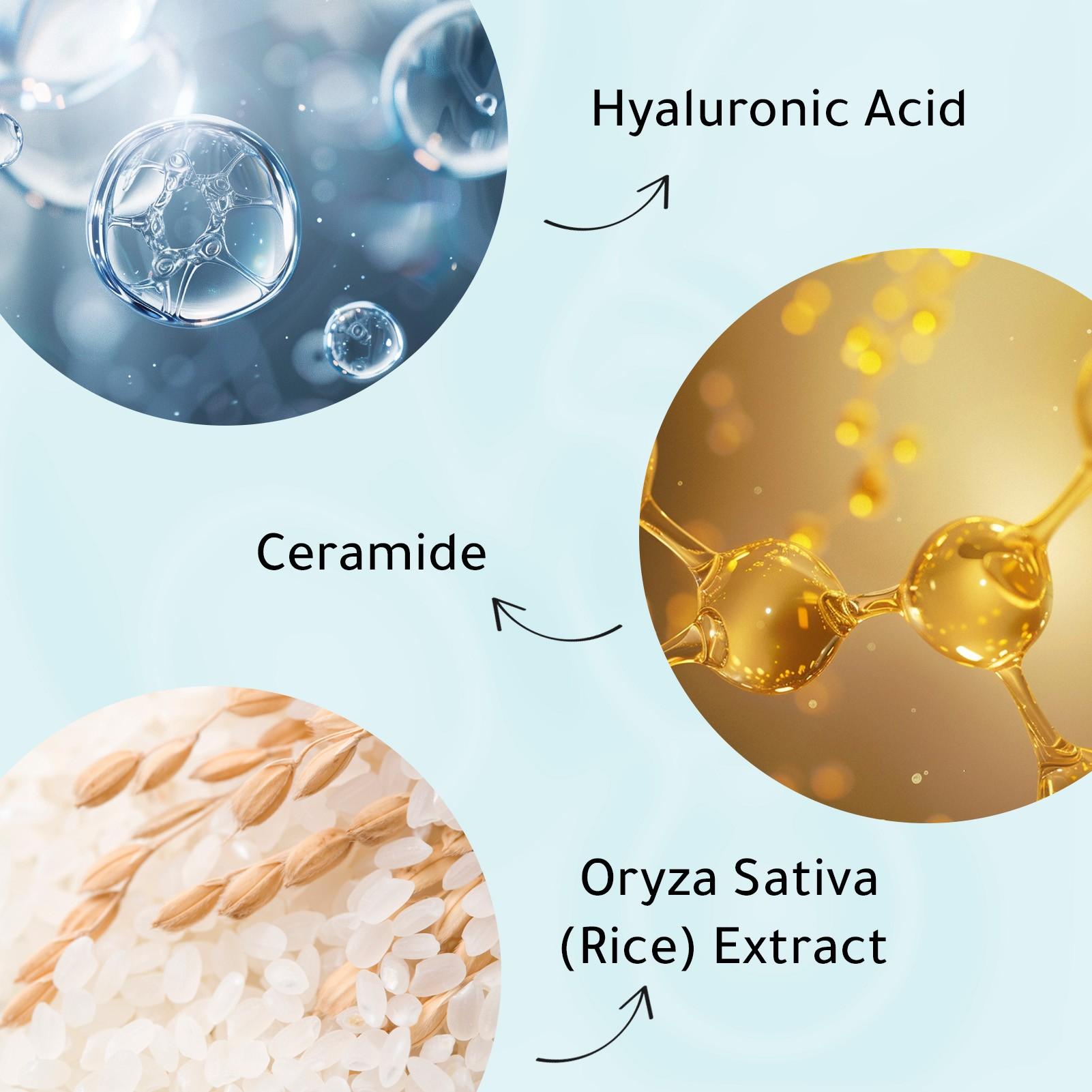 Rice Essence with Niacinamide & Hyaluronic Acid, Improves Facial Wrinkles, Fades Wrinkles, Tightens Skin, Whitening, Unisex