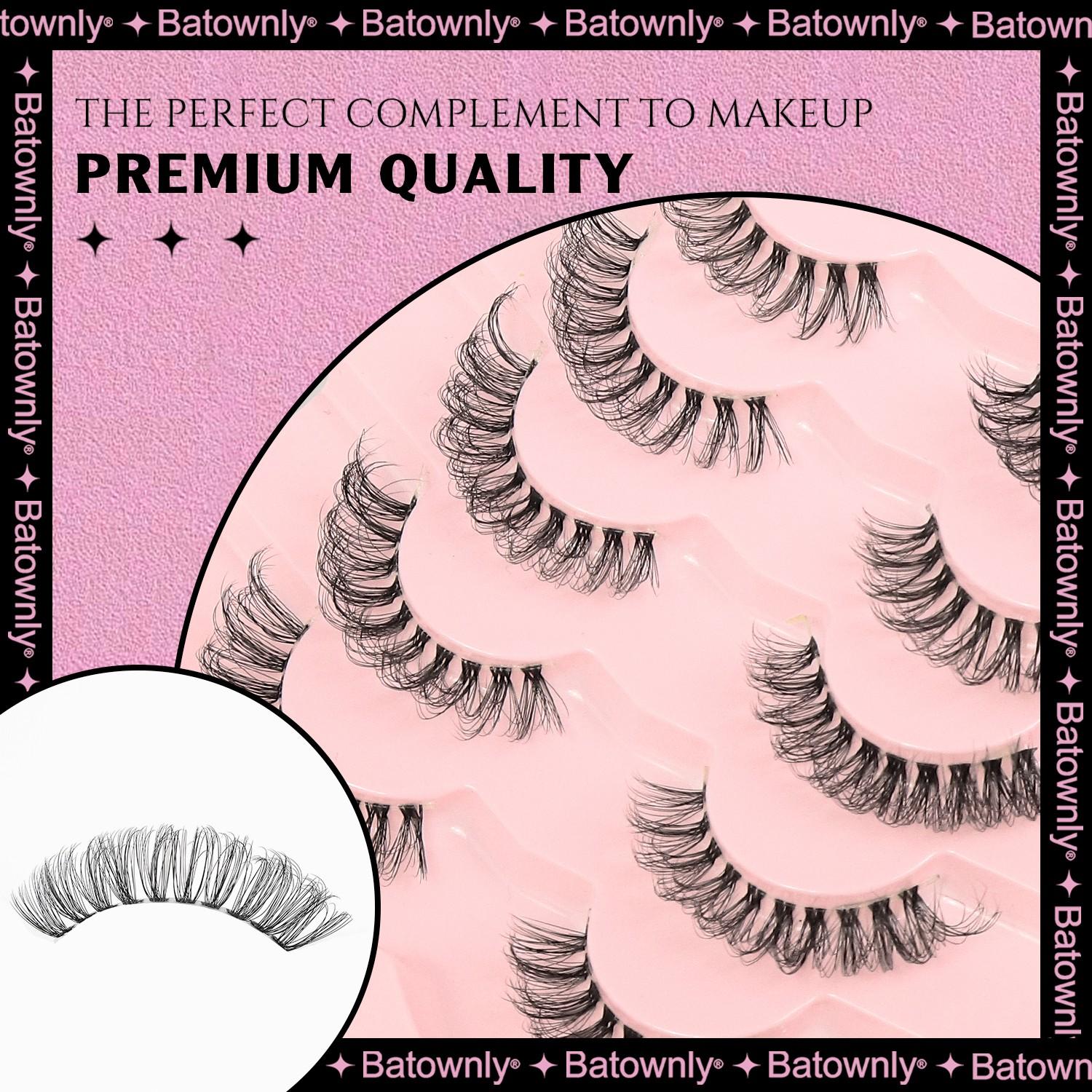 Voluminous  False Eyelashes, 7 Pairs, Transparent Handle, 5D Natural Messy, Fish Tail Crossed Lashes, Ideal for Daily Use, Dates, Parties