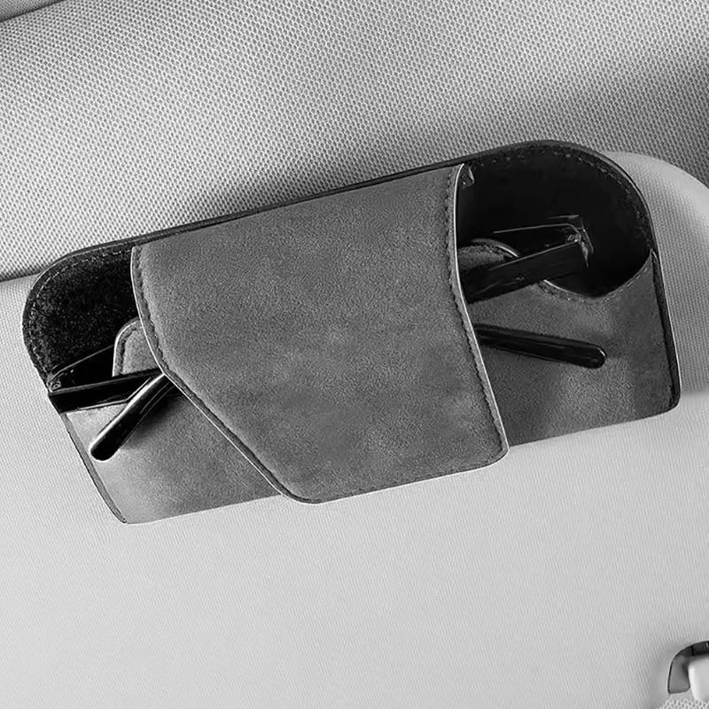 Car Storage Tools Sun Visor Glasses Holder Multi-functional Wear-Resistant Auto Sunglasses Holder Cowhide Car Storage Box