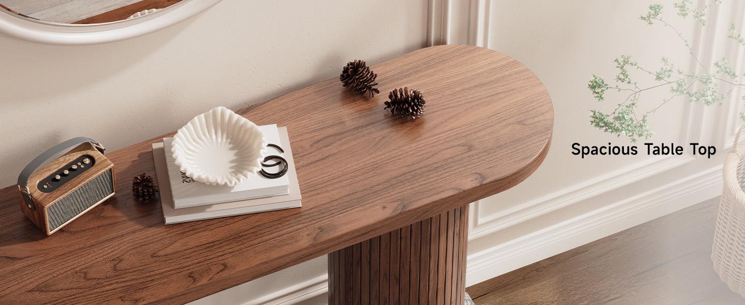 【SPOTLIGHT DAY】ONBRILL 55'' Tambour Console Table With Oval Tabletop For Living Room Hallway Foyer Entrance Study 【SPOTLIGHT DAY】ONBRILL 55'' Tambour Console Table With Oval Tabletop For Living Room Hallway Foyer Entrance Study