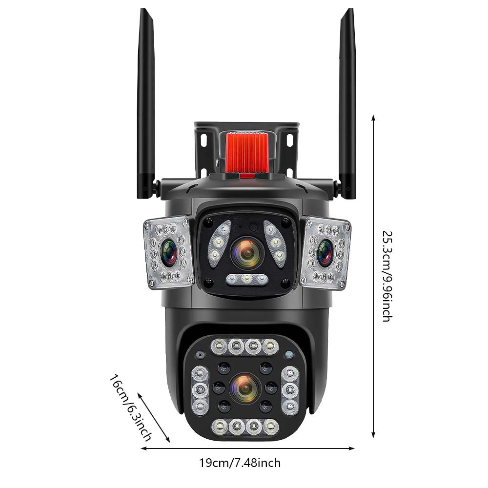 Security Camera, Outdoor Waterproof Wireless Wifi HD Security Camera, Outdoor 3 Lens Security Camera, 6K 9MP, 10X Zoom, 360 PTZ Outdoor WiFi Camera Security Camera, Outdoor Waterproof Wireless Wifi HD Security Camera, Outdoor 3 Lens Security Camera, 6K 9MP, 10X Zoom, 360 PTZ Outdoor WiFi Camera
