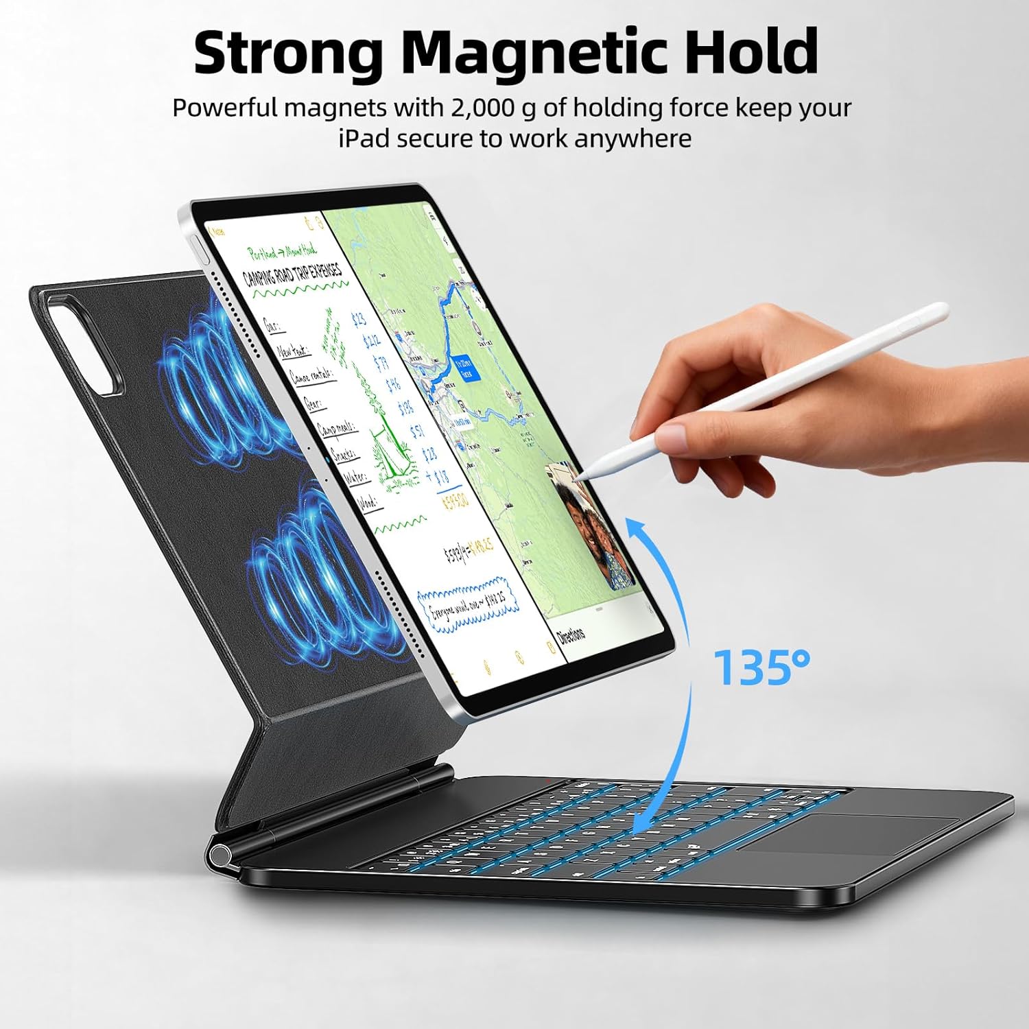IPad Air 11 Inch Case with Keyboard -  Case, Backlit Keyboard & Multi- Trackpad, Compatible with iPad Air 11" (M4 2026/M3 2025/M2 2024) & 10.9" (4th/5th Gen), iPad Pro 11" (1st-4th Gen)