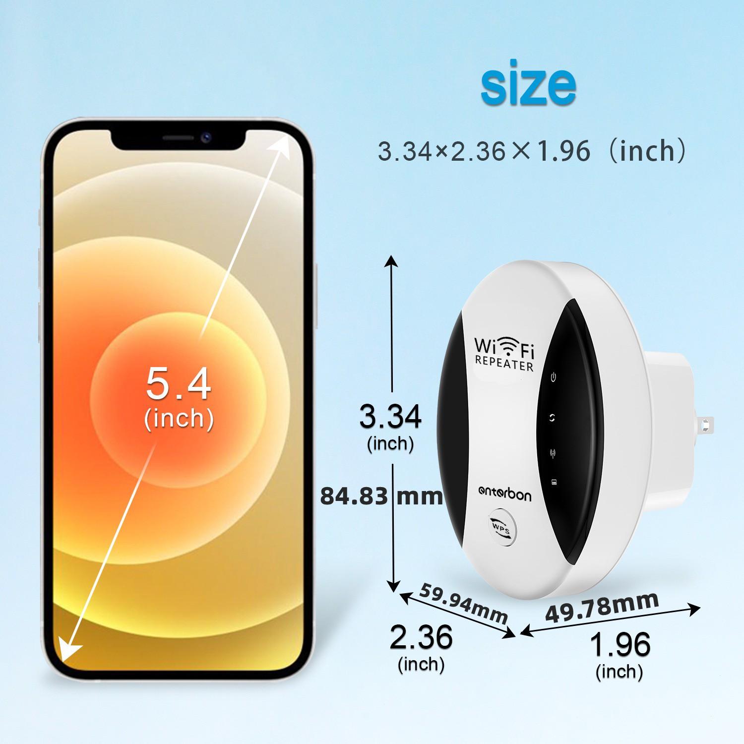 WiFi Extender Signal Booster, Covers 2640sq.ft, Supports 25 Devices, Long Range Amplifier, Ethernet Port, 1-Tap Setup, Access Point