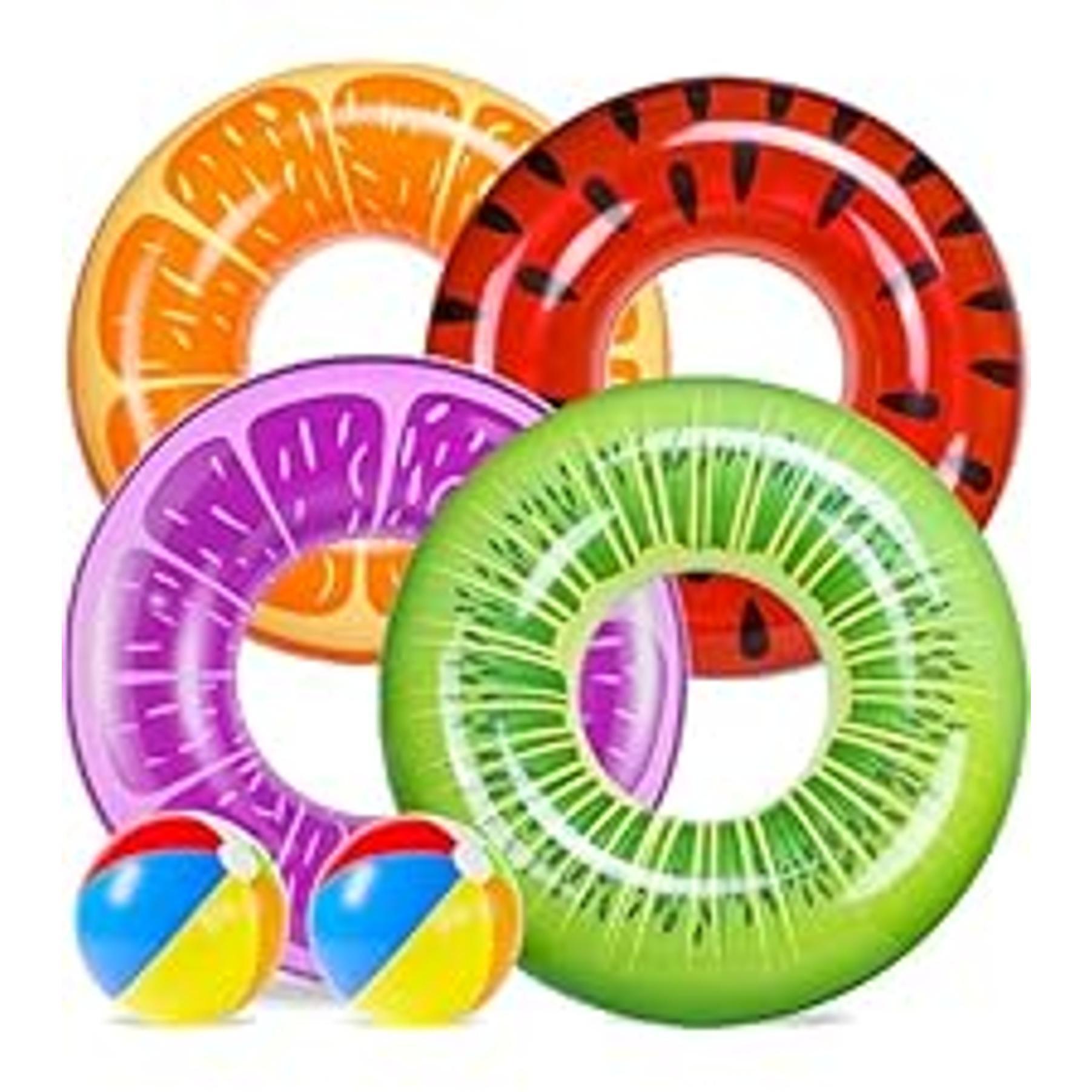 2 Pack Pool Floats with 2Pcs Beach Balls, 46'' Flamingo Pool Float 57'' Large Unicorn Pool Floaties for Adult, Heavy Duty Inflatable Swimming Rings Pool Accessories for Pool Water Party