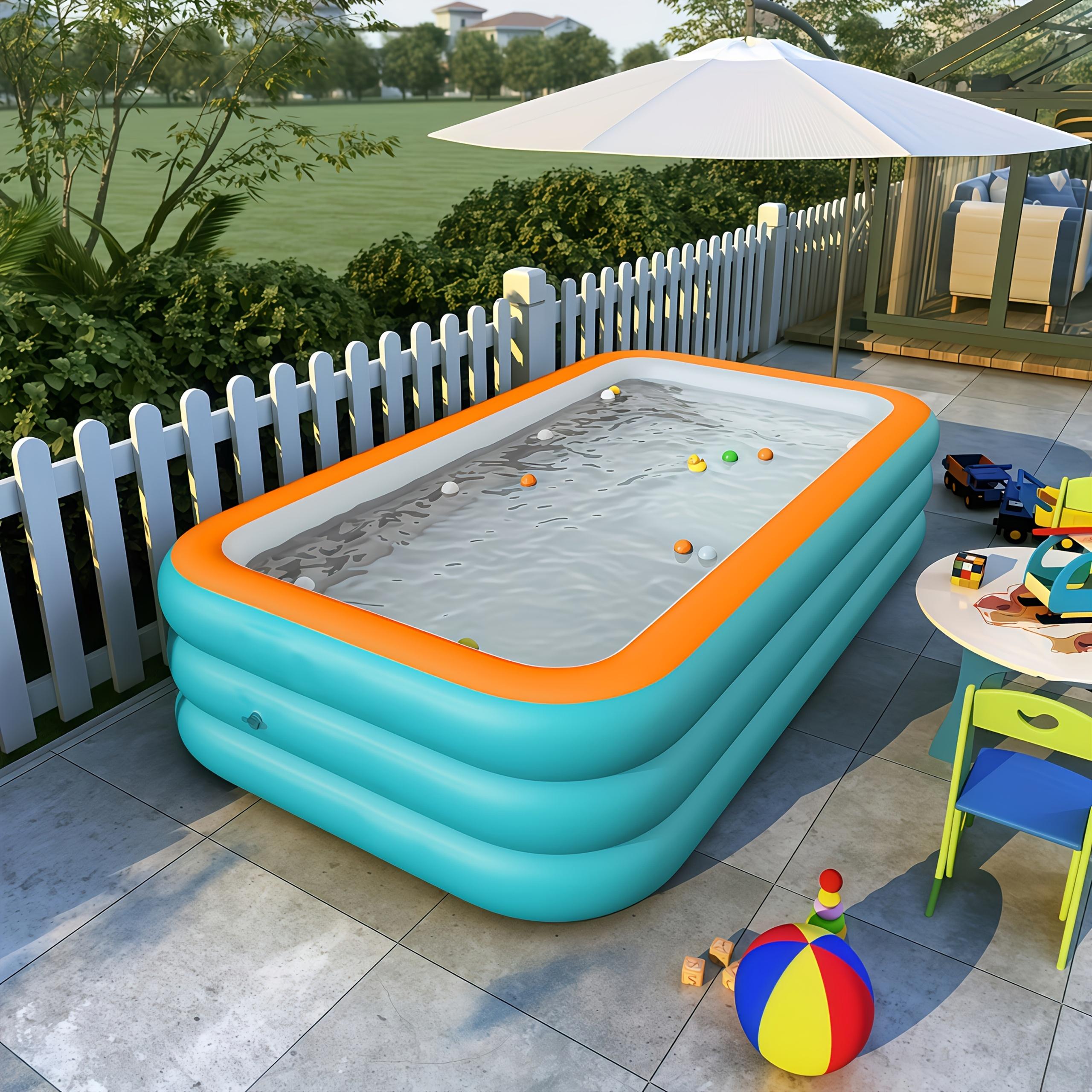 Portable Inflatable Pool for 1-3 People No Electricity Needed Double Layer Durable Fast Inflation Foldable Space Saving Easy Assembly Colorful Navy Blue Green Orange Perfect for Festivals Parties Indo